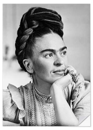 Selvklæbende plakat Tænksom Frida Kahlo