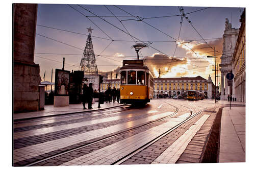 Aluminium print Dawn in Lisbon