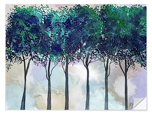 Muursticker Aquarel Treeline