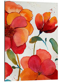 Aluminium print Pink And Orange Floral