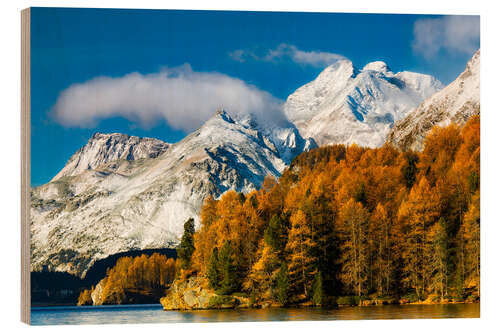 Holzbild Piz Duan in den Schweizer Alpen