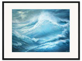 Gerahmter Kunstdruck Die große blaue Welle