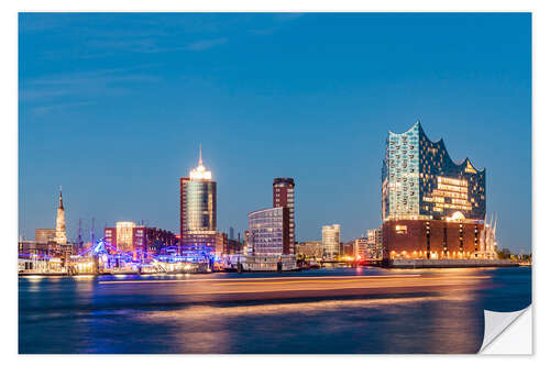 Wandsticker Elbphilharmonie in Hamburg bei Nacht