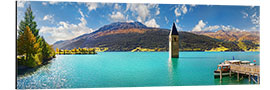 Aluminium print Church tower in the Reschensee