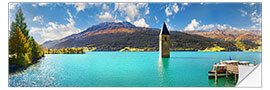 Naklejka na ścianę Church tower in the Reschensee