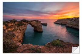 Selvklæbende plakat Praia de Albandeira, Portugal