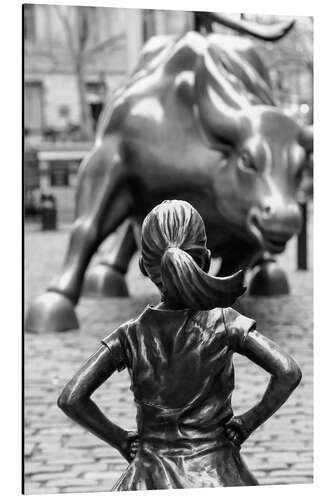 Aluminium print Fearless Girl and Wall Street Bull