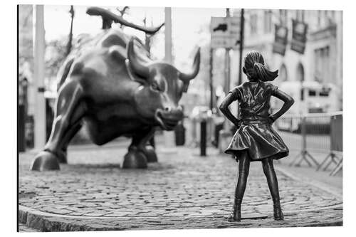 Aluminium print Fearless Girl and Wall Street Bull