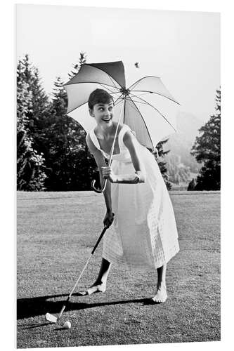 Foam board print Audrey Hepburn playing Golf