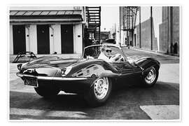 Póster  Steve McQueen en un Jaguar - Celebrity Collection