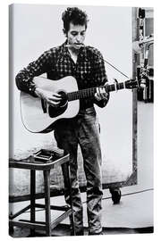 Tableau sur toile  Bob Dylan avec un harmonica et une guitare - Celebrity Collection