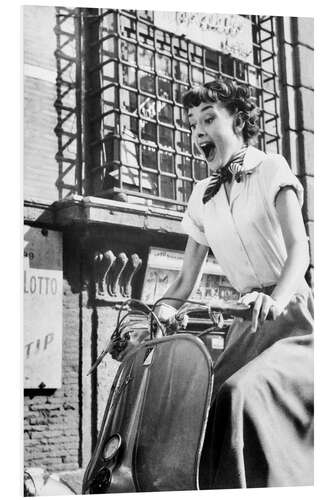 Hartschaumbild Audrey Hepburn auf dem Roller