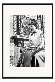 Gerahmter Kunstdruck Audrey Hepburn auf dem Roller