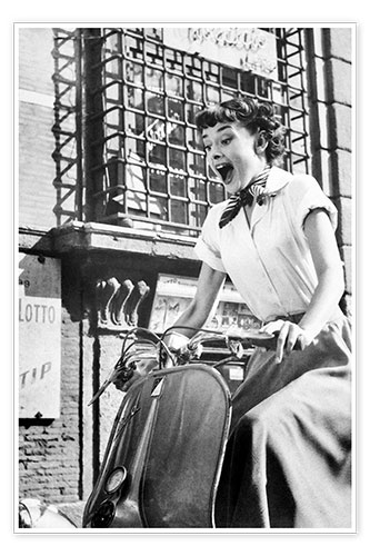 Póster Audrey Hepburn en scooter