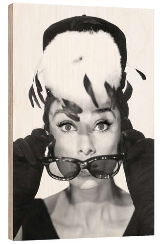 Wood print Breakfast at Tiffany's, Audrey Hepburn