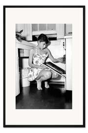 Gerahmter Kunstdruck Audrey Hepburn am Herd
