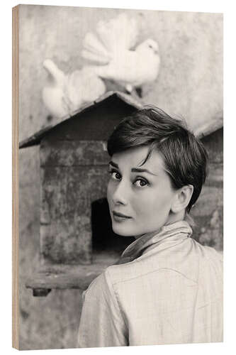 Wood print Audrey Hepburn at the dovecote