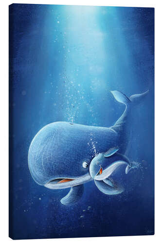 Quadro em tela Sweet whale with baby