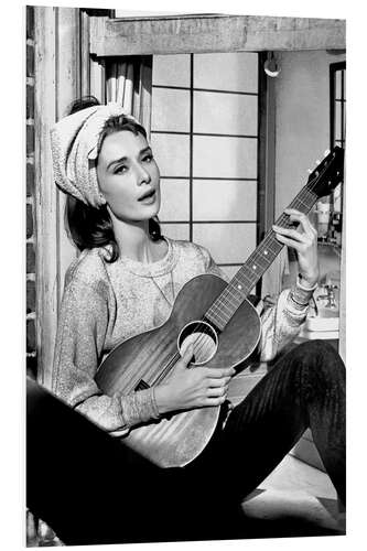 PVC print Audrey Hepburn met gitaar zingt Moon River