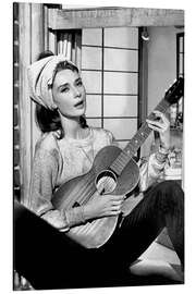 Magnettafel Audrey Hepburn mit Gitarre