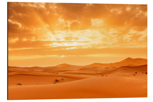 Tableau en aluminium Coucher de soleil au Sahara, Maroc