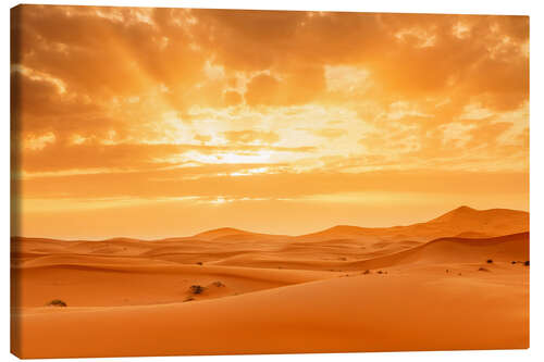 Canvas print Sunset in the Sahara, Morocco