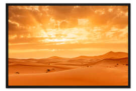 Gerahmter Kunstdruck Sonnenuntergang in der Sahara, Marokko