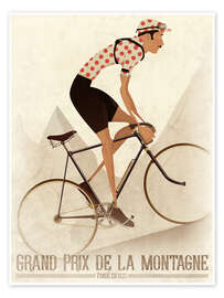 Poster Vintage fietser berg classificatie