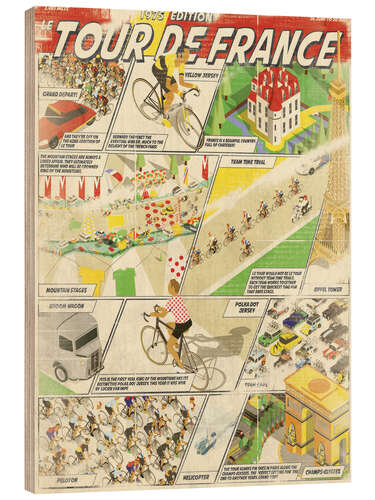 Wood print Retro cycling comic