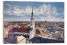 Holzbild Blick von der Frauenkirche auf München