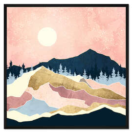 Gerahmter Kunstdruck Landschaft im Sonnenuntergang