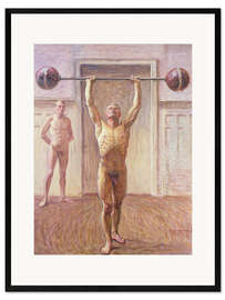 Plakat artystyczny premium w ramie Pushing Weights with Two Arms Number 2