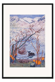 Gerahmter Kunstdruck Vogel auf Stein - Nikolai Astrup