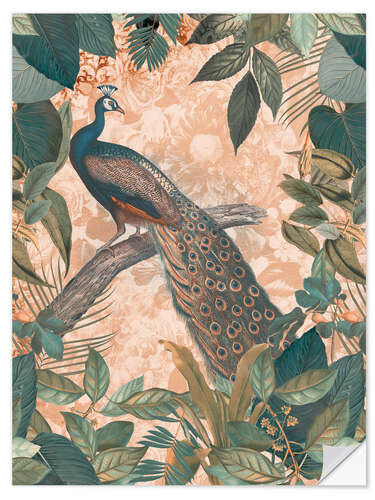 Wandsticker Vintage-Pfau