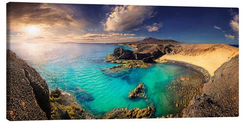 Canvas-taulu Lanzarote Playa del Papagayo auringonlaskun aikaan