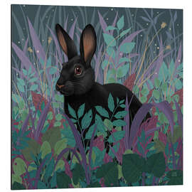 Tableau en aluminium Lapin noir dans l'herbe