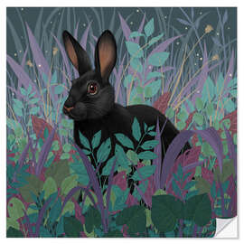 Wall sticker Black rabbit in the grass