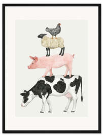 Gerahmter Kunstdruck Lustige Tiere vom Bauernhof
