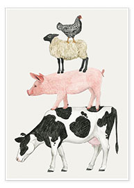 Wandbild  Lustige Tiere vom Bauernhof - Grace Popp