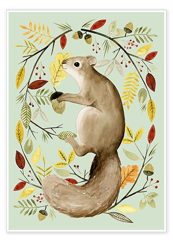 Poster Squirrel in the autumn