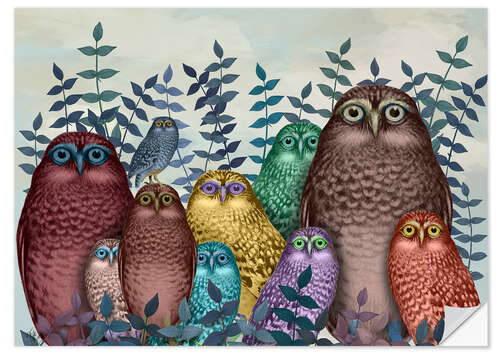 Wall sticker 10 Colourful Owls