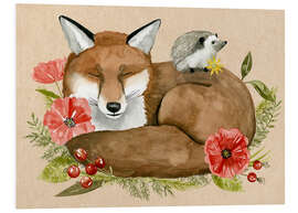 Foam board print Fox and hedgehog rest