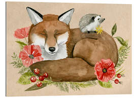 Gallery print Fox and hedgehog rest