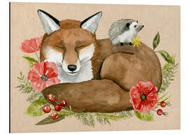 Magnettafel Fuchs und Igel ruhen sich aus