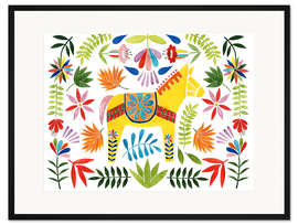 Gerahmter Kunstdruck Kunterbuntes Dalapferd