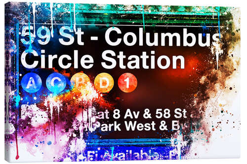 Tableau sur toile Collection aquarelle, Columbus Circle Station