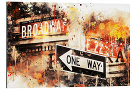 Tableau en aluminium Collection aquarelle, Broadway One Way