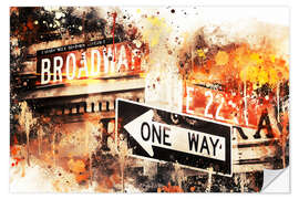 Selvklebende plakat NYC - Broadway One Way