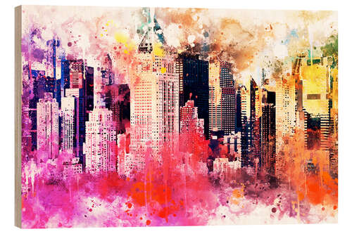 Wood print NYC City of Colors