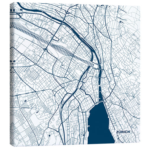 Tableau sur toile Plan bleu de la ville de Zurich